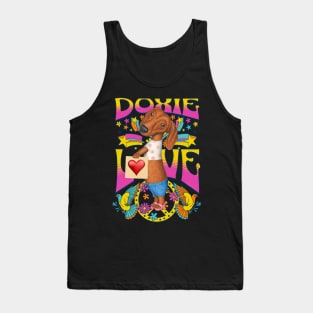 Doxie Love on a Doxie Dog Dachshund love tee Tank Top
